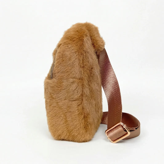 Stile Donna borsa a tracolla pelliccia sintetica morbida – vista laterale