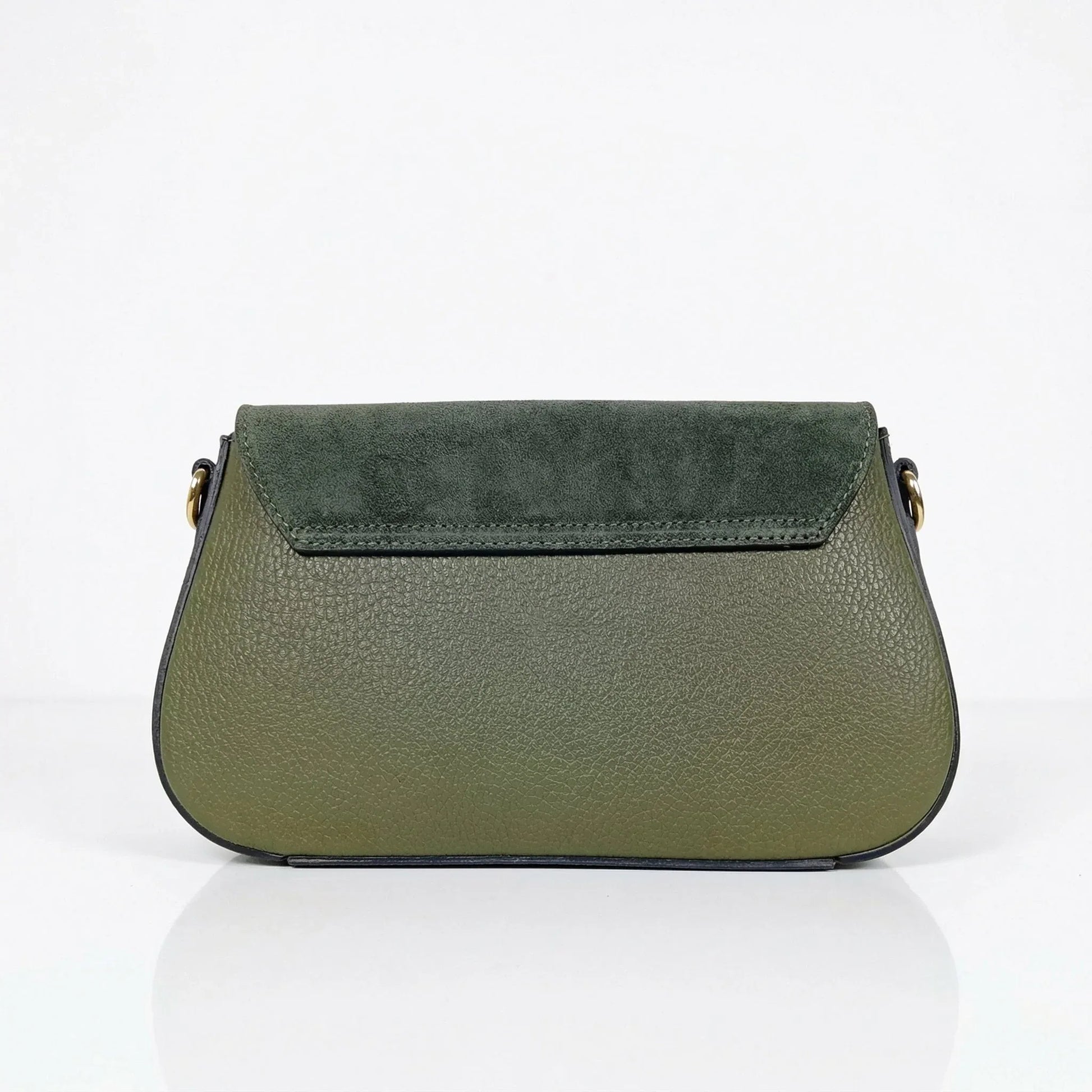 Borsa Bella Nova Crossbody in Vera Pelle e Camoscio | Prospettiva indossata | vera pelle | Verde