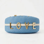 Borsa in Denim con Tracolla Rimovibile e Chiusura a Cerniera - Stile Donna Bags