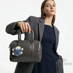 Borsa in Ecopelle Grigio Scuro con Tracolla Removibile - Stile Donna Bags