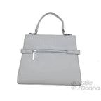 Borsa in Ecopelle Grigio con Tracolla Rimovibile e Fodera in Microfibra - Stile Donna Bags