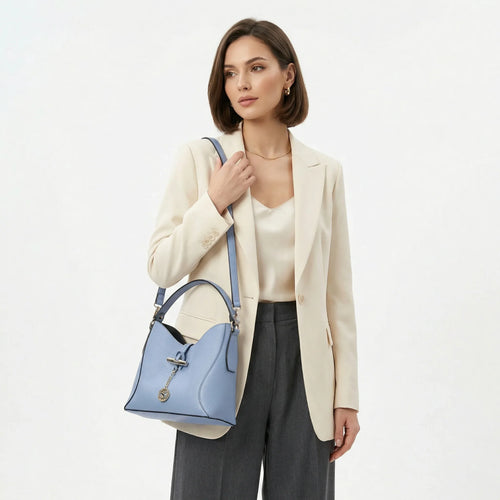 Borsa A Tracolla Lorenza In Vera Pelle Capiente Elegante | Dettaglio manico | vera pelle