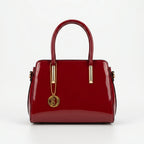 Borsa a Mano in Pelle Verniciata Lucida con Dettagli Dorati - Stile Donna Bags
