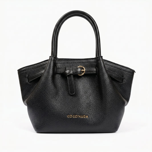 Coconuda Handtasche aus schwarzem genarbtem Leder