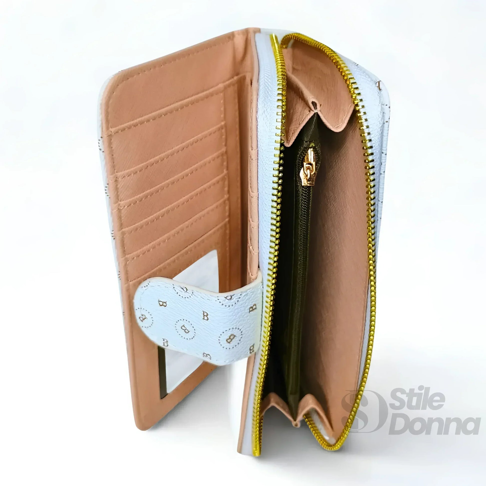 Briciole portafoglio donna ecopelle blu scomparti multipli – dettaglio chiusura