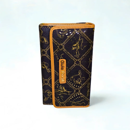 Brown Ladies Wallet with Tan Trim Pattern – MS-9991 - Stile Donna Bags