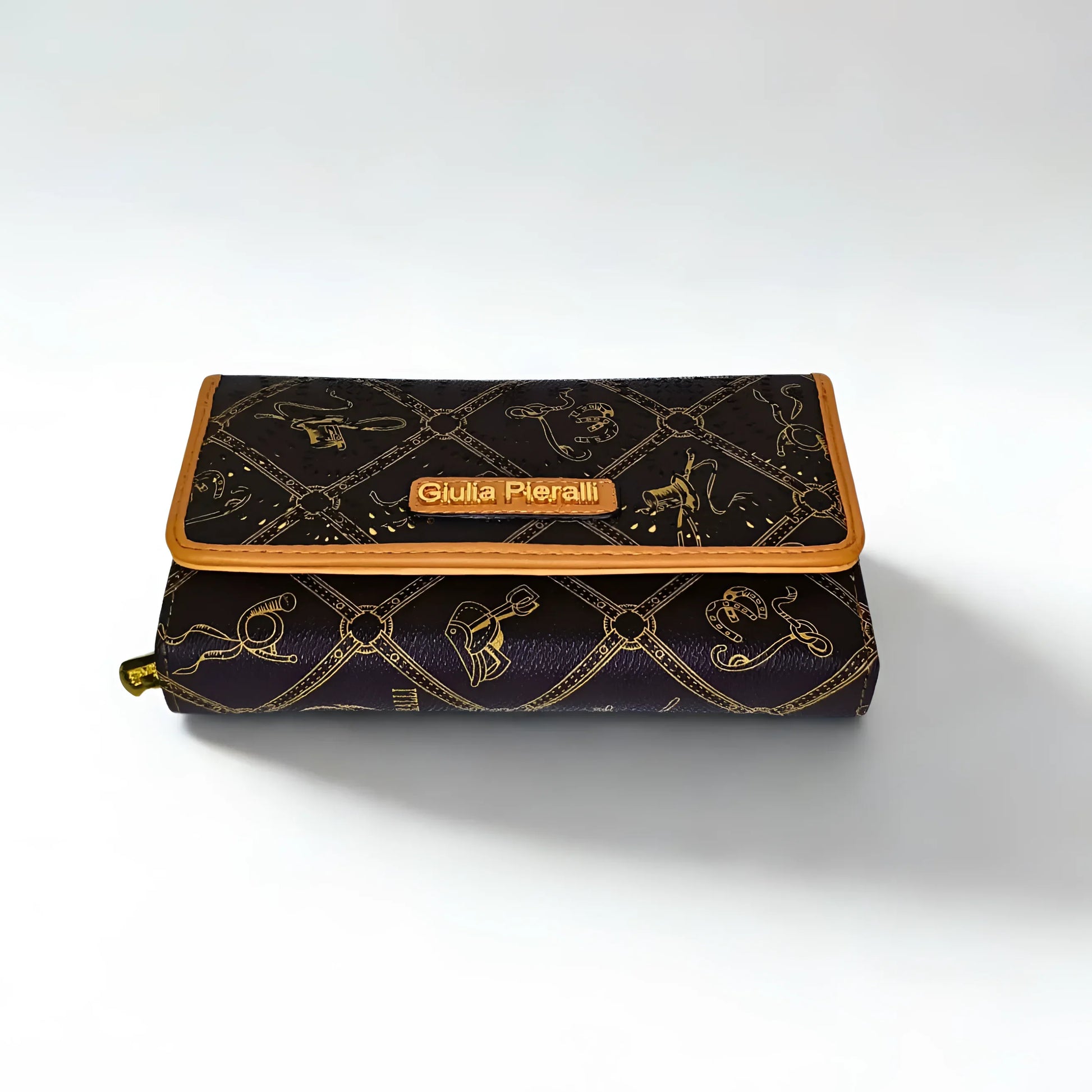 Brown Ladies Wallet with Tan Trim Pattern – MS-9991 - Stile Donna Bags