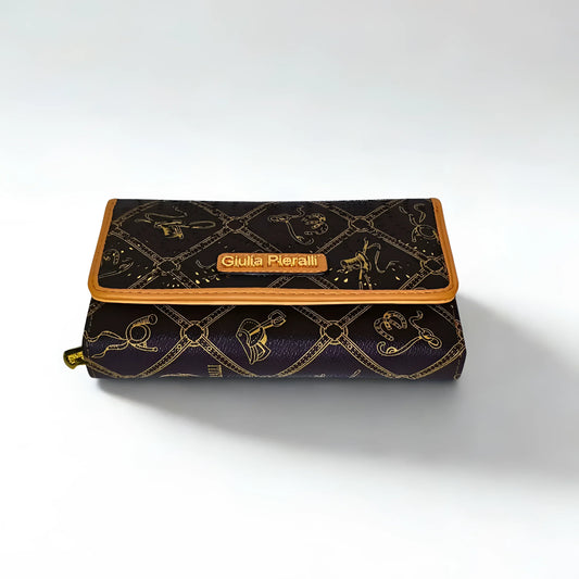 Brown Ladies Wallet with Tan Trim Pattern – MS-9991 - Stile Donna Bags