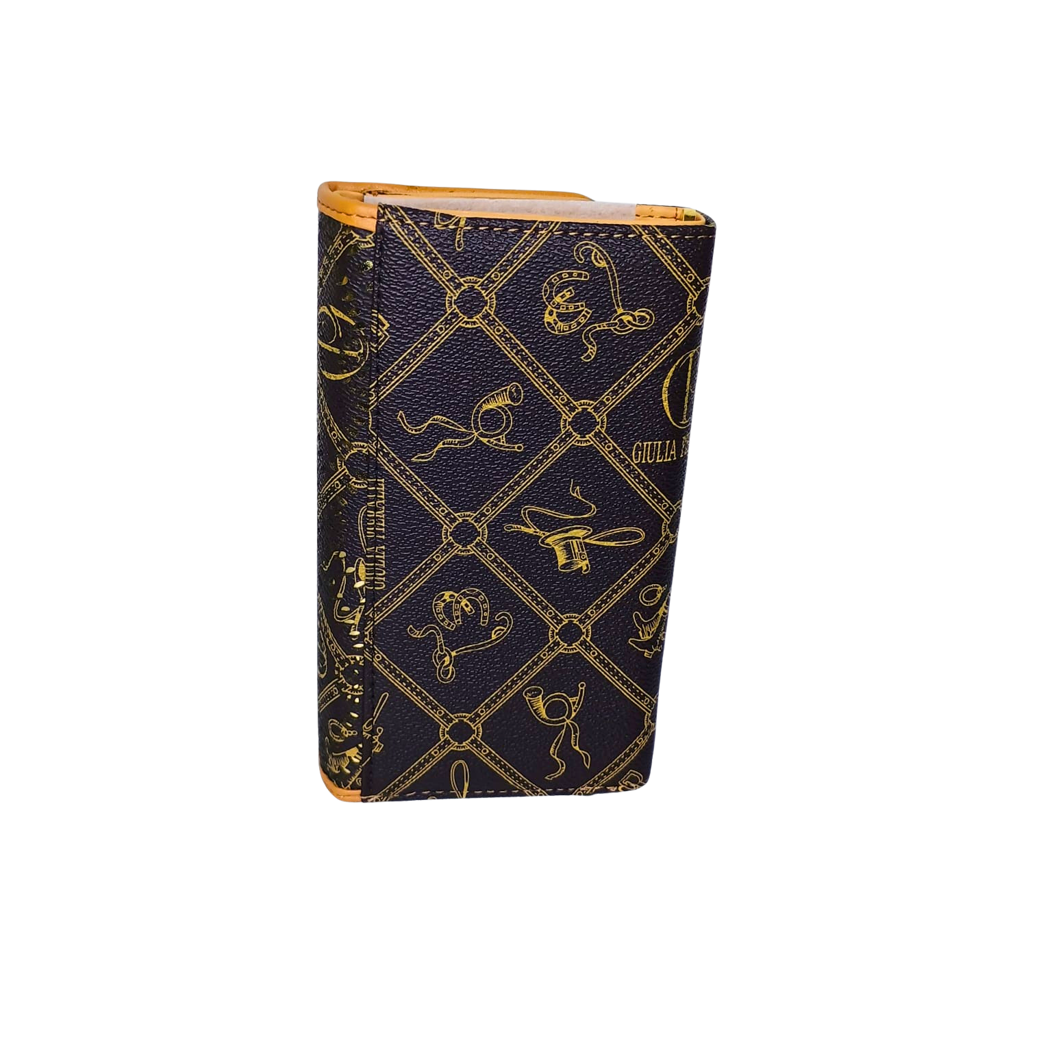 Brown Ladies Wallet with Tan Trim Pattern – MS-9991 - Stile Donna Bags