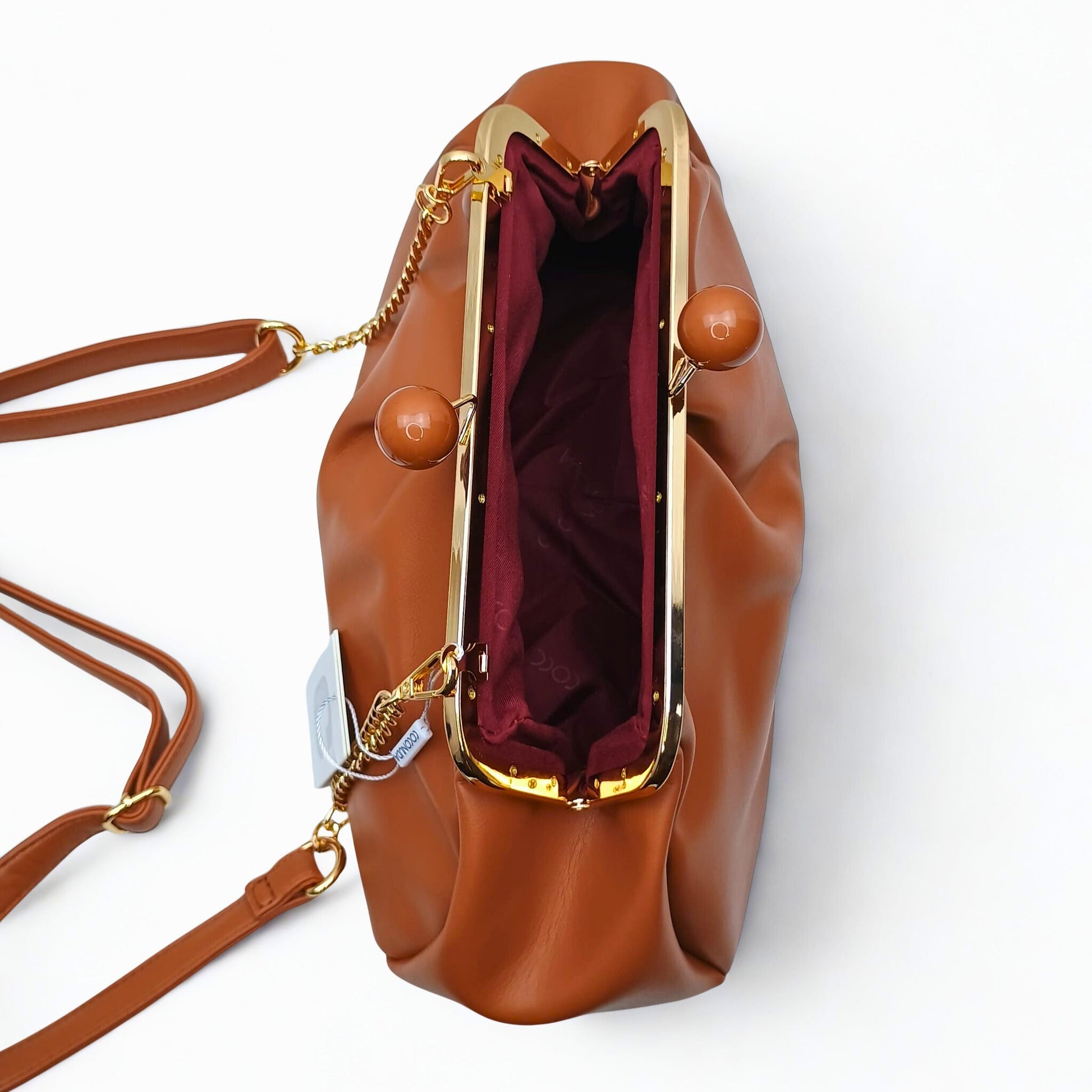 Brown Leather Clutch Bag - MS-4379 - Stile Donna Bags