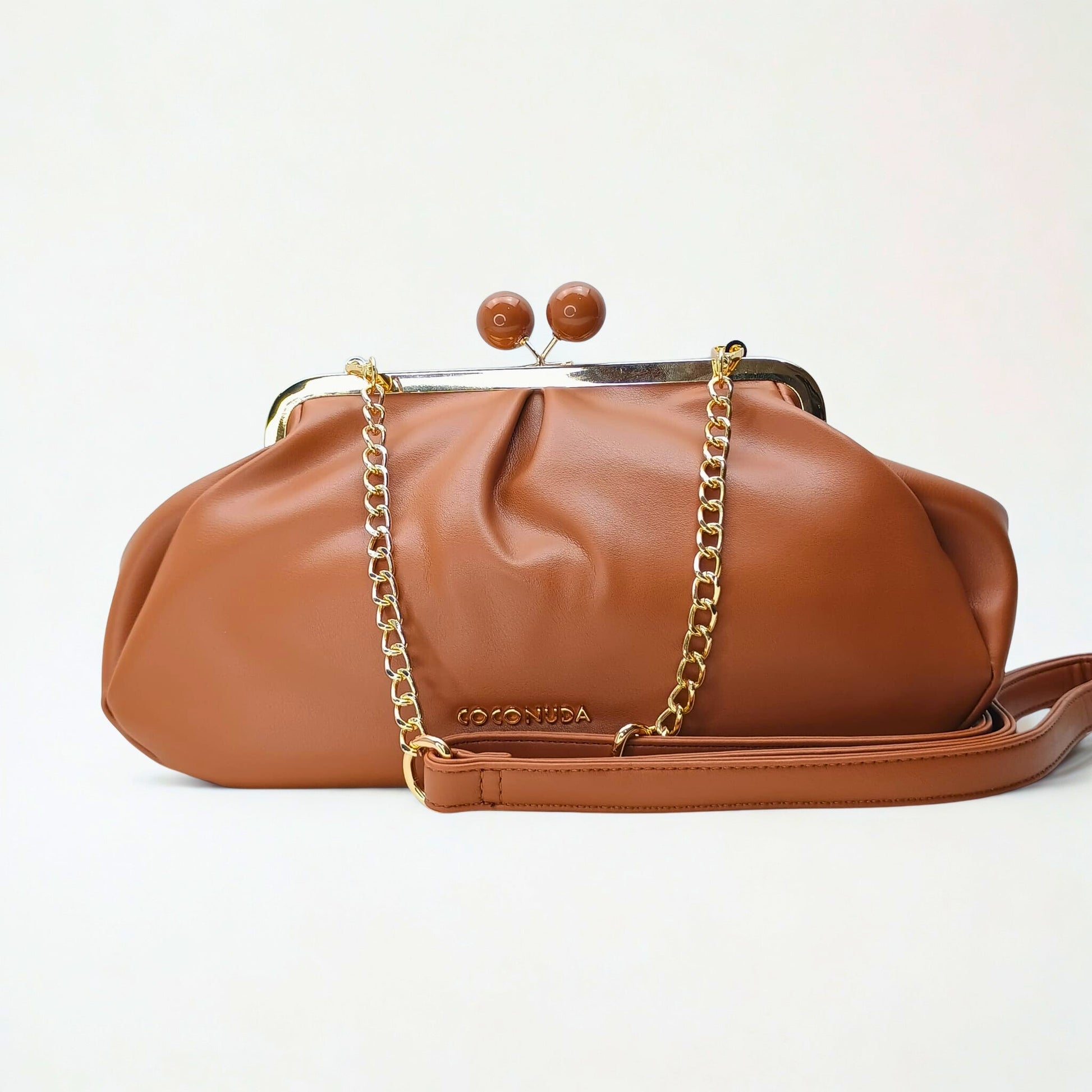 Brown Leather Clutch Bag - MS-4379 - Stile Donna Bags