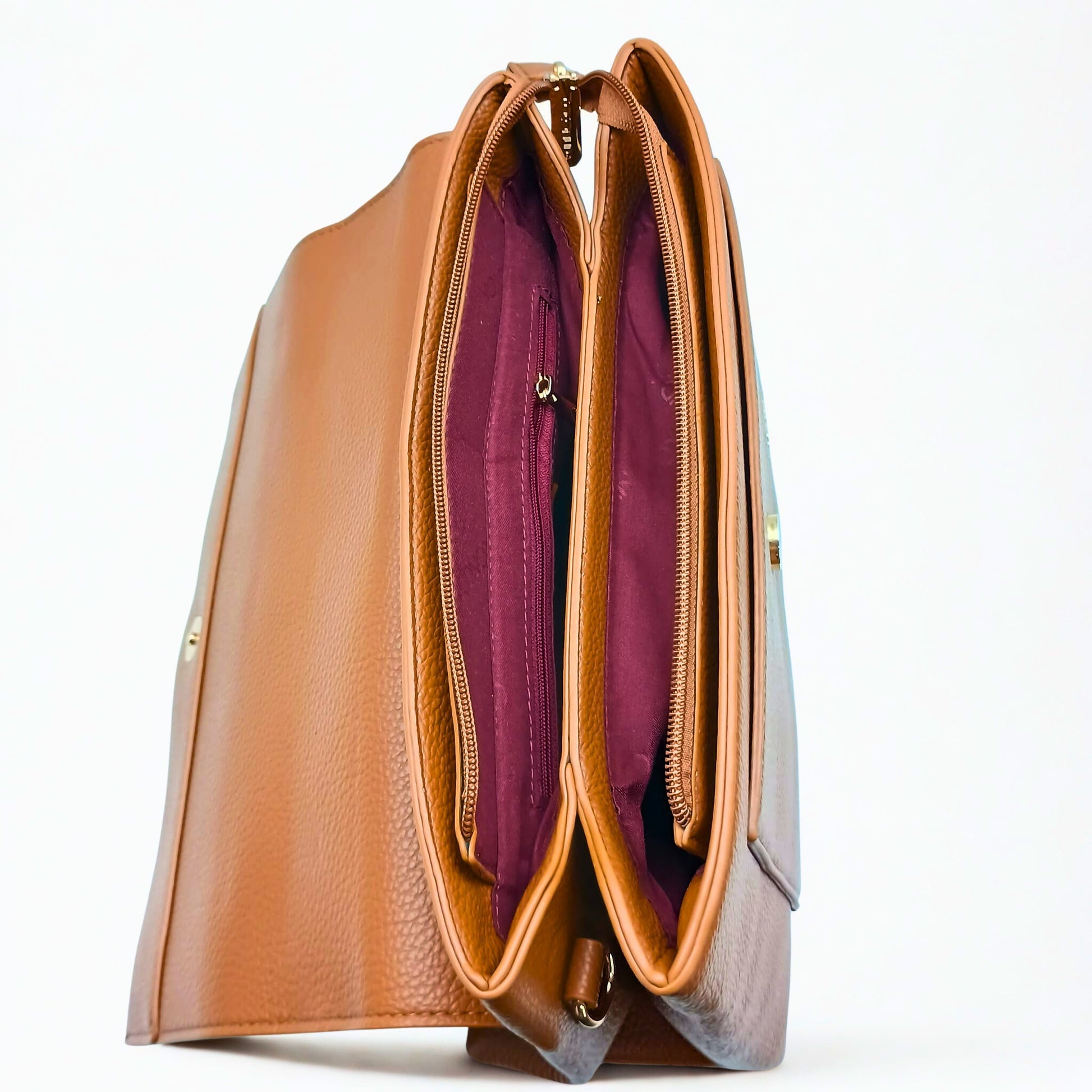 Brown Leather Clutch Bag - MS-9730 - Stile Donna Bags