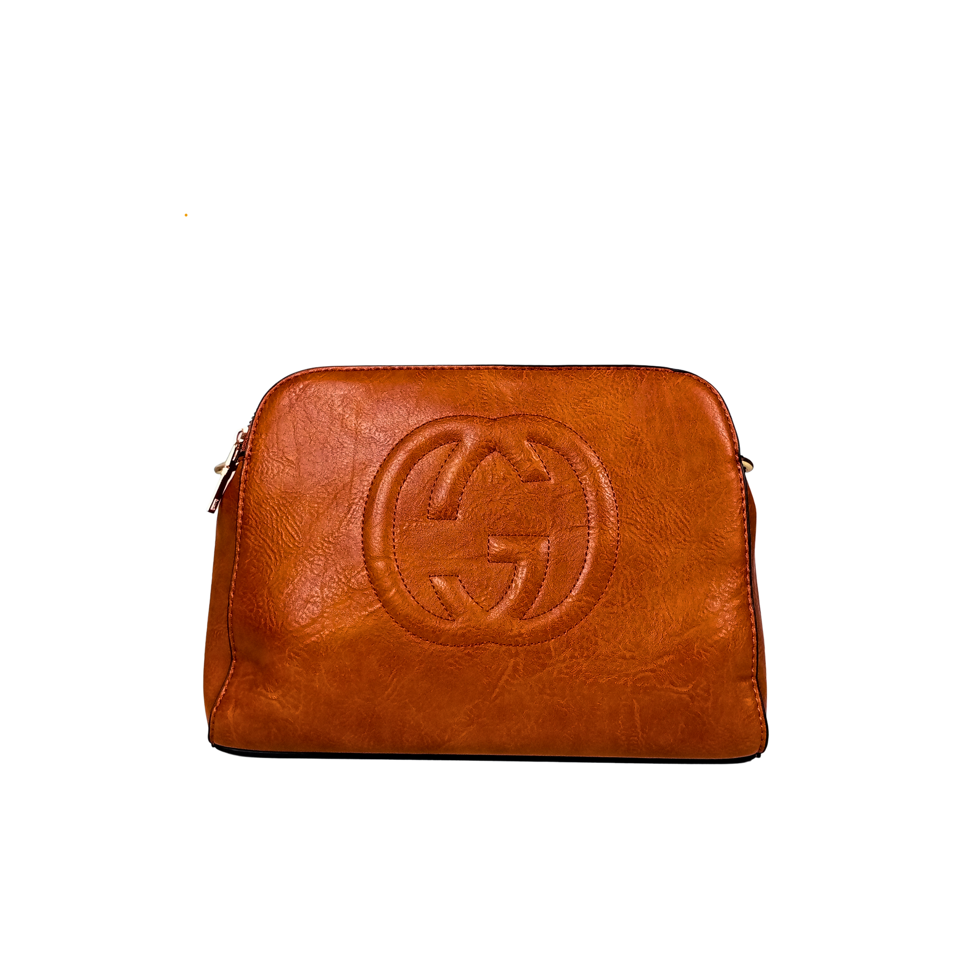 Brown Leather Handbag with Double Zipper MS-8230 - Stile Donna Bags