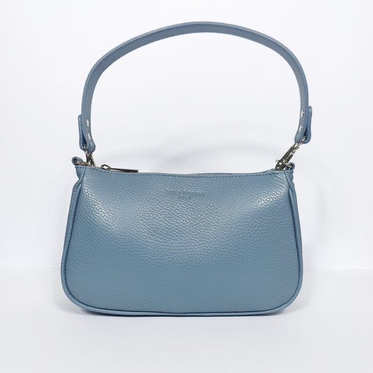 Camilla borsa a tracolla vera pelle made in Italy blu – vista laterale