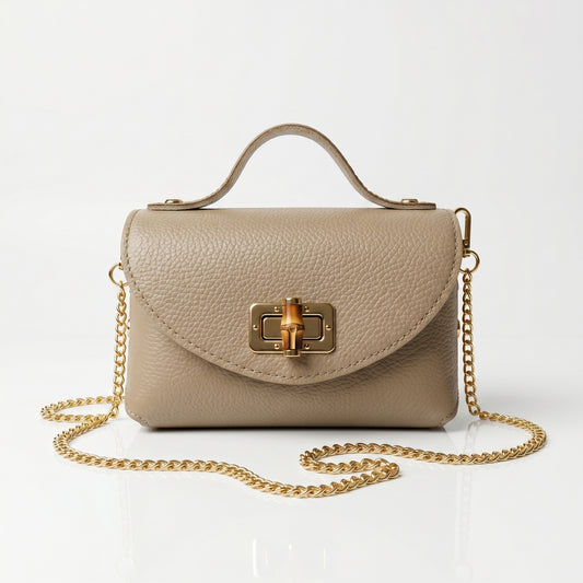 Amina mini borsa donna vera pelle con catena dorata – vista 2