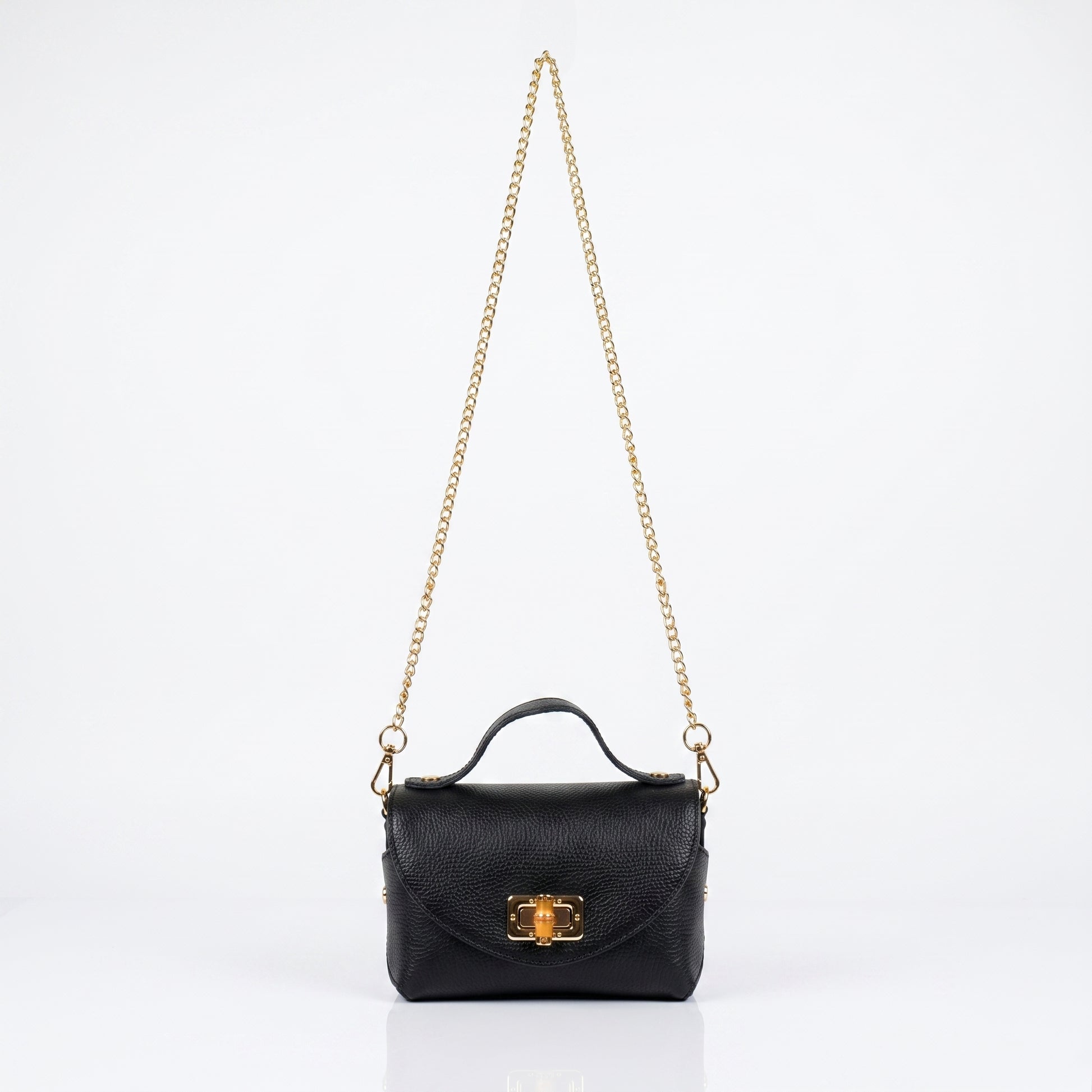 Amina mini borsa donna vera pelle con catena dorata – vista 8