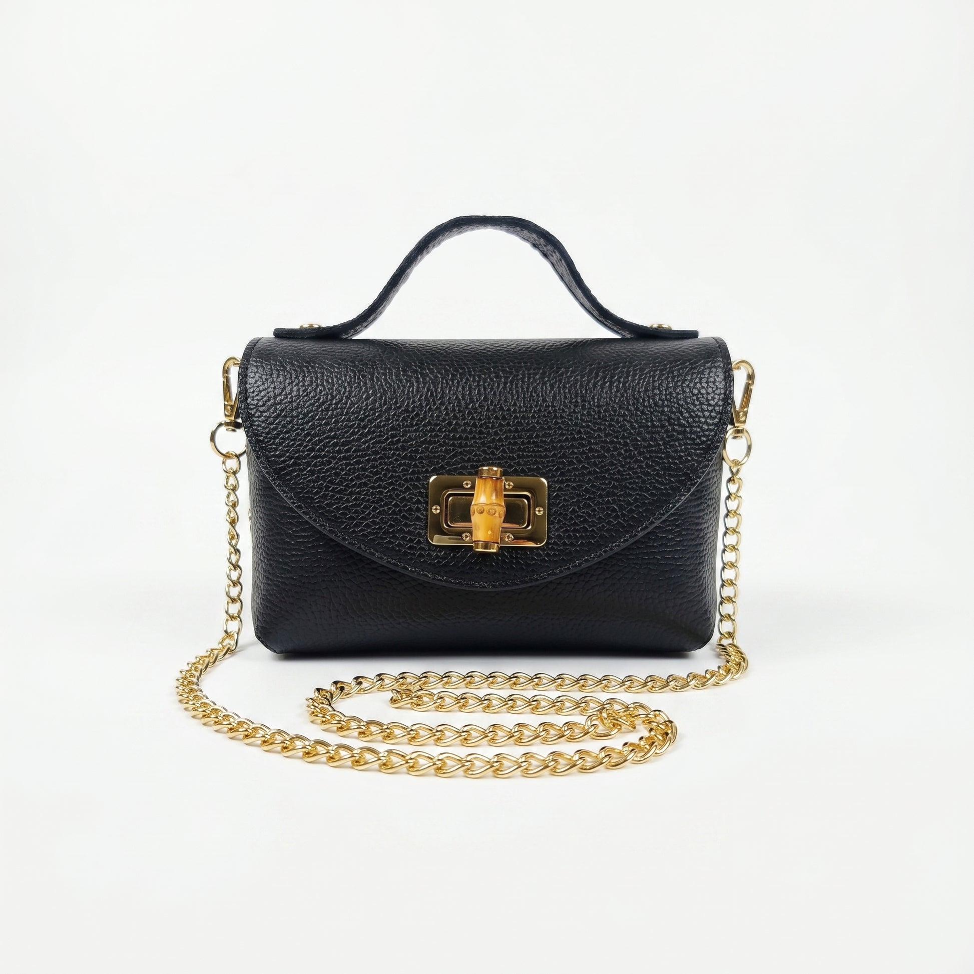 Amina mini borsa donna vera pelle con catena dorata – vista 3
