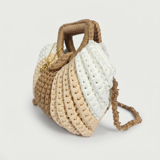 Oliva borsa a mano donna in corda di cotone intrecciata con tracolla a catena – vista 4