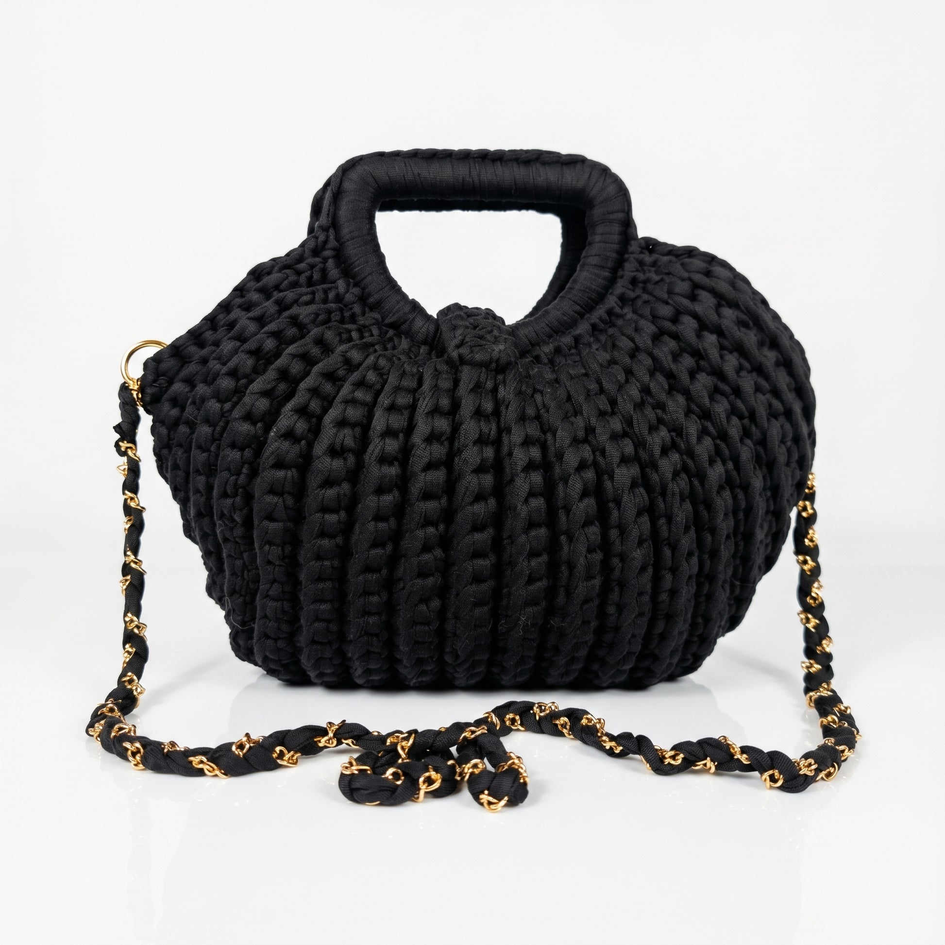 Oliva borsa a mano donna in corda di cotone intrecciata con tracolla a catena – vista 6