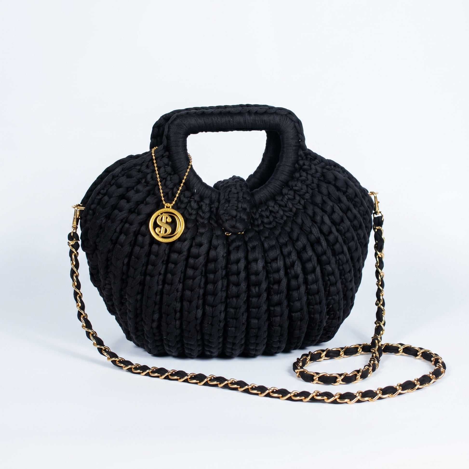 Oliva borsa a mano donna in corda di cotone intrecciata con tracolla a catena – vista 5