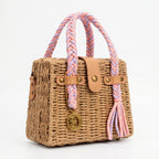 Anita Borsa a Cestino in Rafia con Manico Intrecciato e Tracolla - Stile Donna Bags
