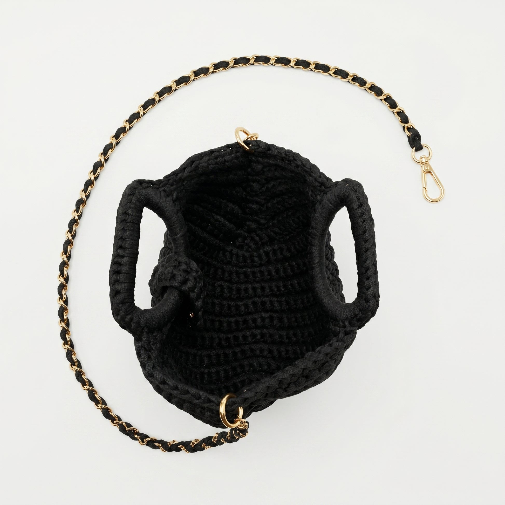 Oliva borsa a mano donna in corda di cotone intrecciata con tracolla a catena – vista 9