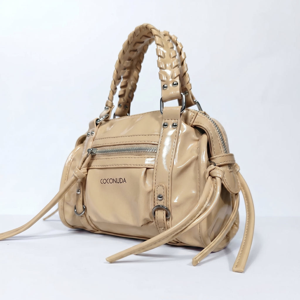 Coconuda Mini Bauletto con Manici Intrecciati e Frange - Stile Donna Bags