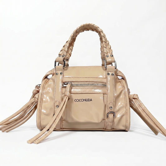Coconuda mini bauletto ecopelle con manici intrecciati e frange – vista supplementare 1