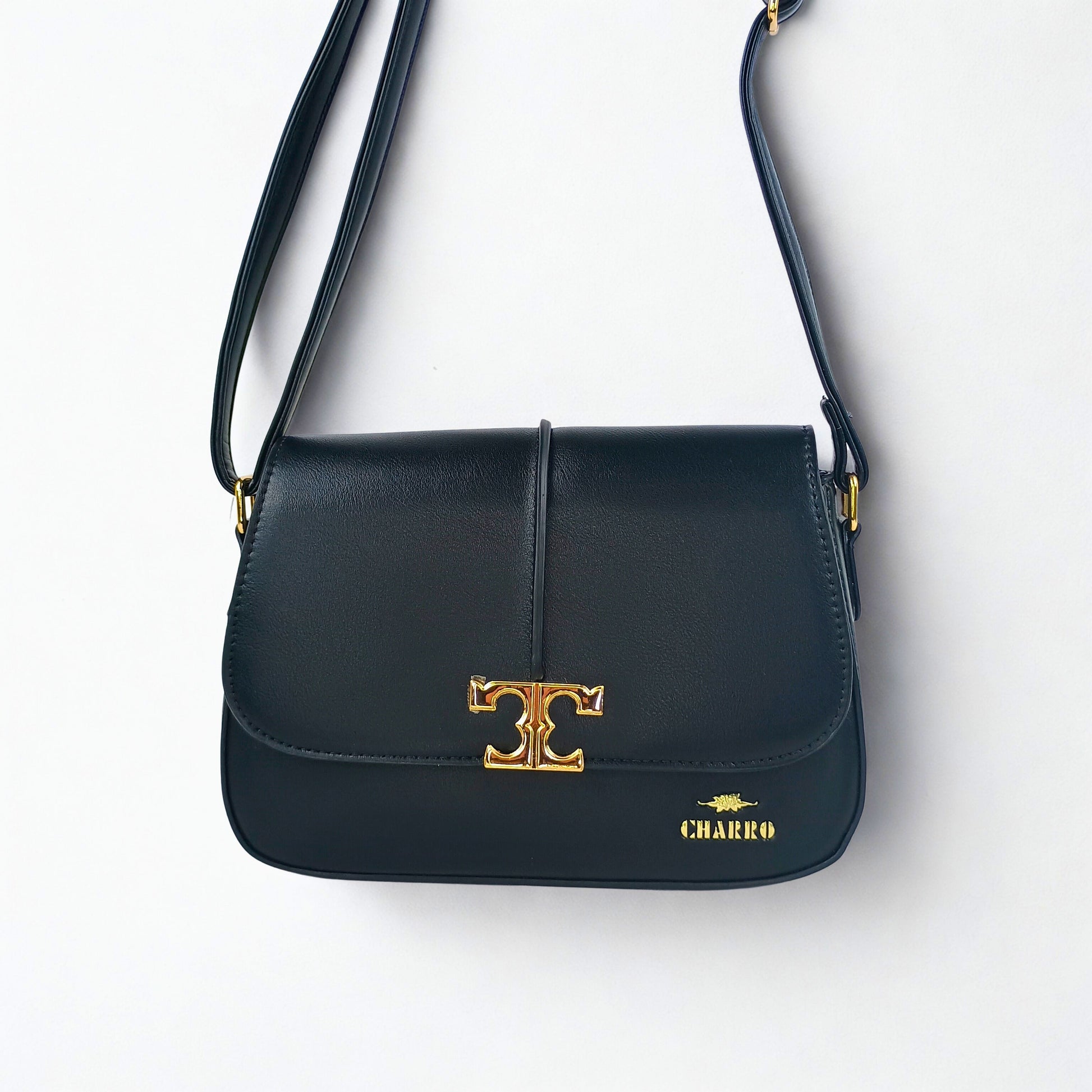 Charro Black Leather Flap Bag - MS-5944 - Stile Donna Bags