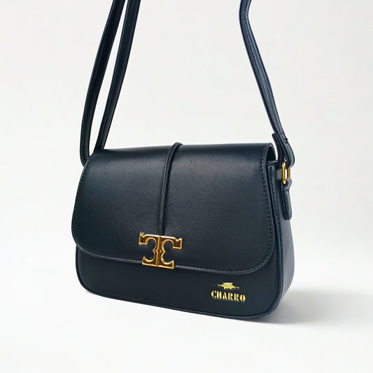 Charro Black Leather Flap Bag - MS-5944 - Stile Donna Bags