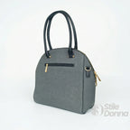 Charro Borsa Strutturata Azzurra con Manico Superiore in Ecopelle e Dettagli Oro - Stile Donna Bags