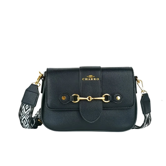 Borsa Charro in Pelle Crossbody da Donna | Vista frontale | ecopelle | Nero