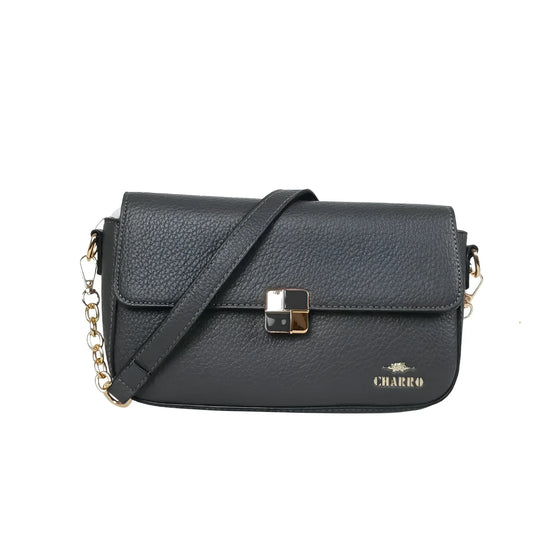 Charro borsa ecopelle PU crossbody grigio con manico rimovibile donna – vista frontale