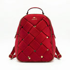 Charro Zaino in Ecopelle Intrecciata Rosso con Due Scomparti - Stile Donna Bags
