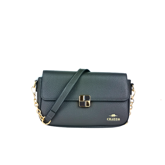 Designer leather crossbody bag with shoulder strap and chain top handle MS-0709