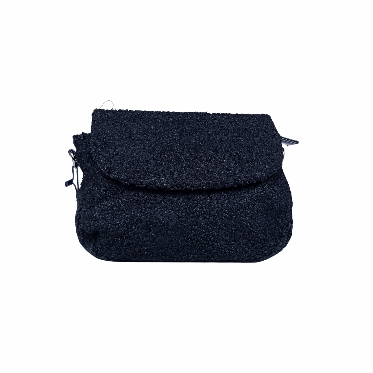 Black textured pouch on a white background