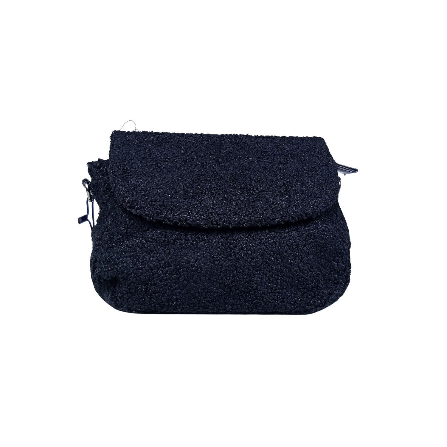 Black textured pouch on a white background