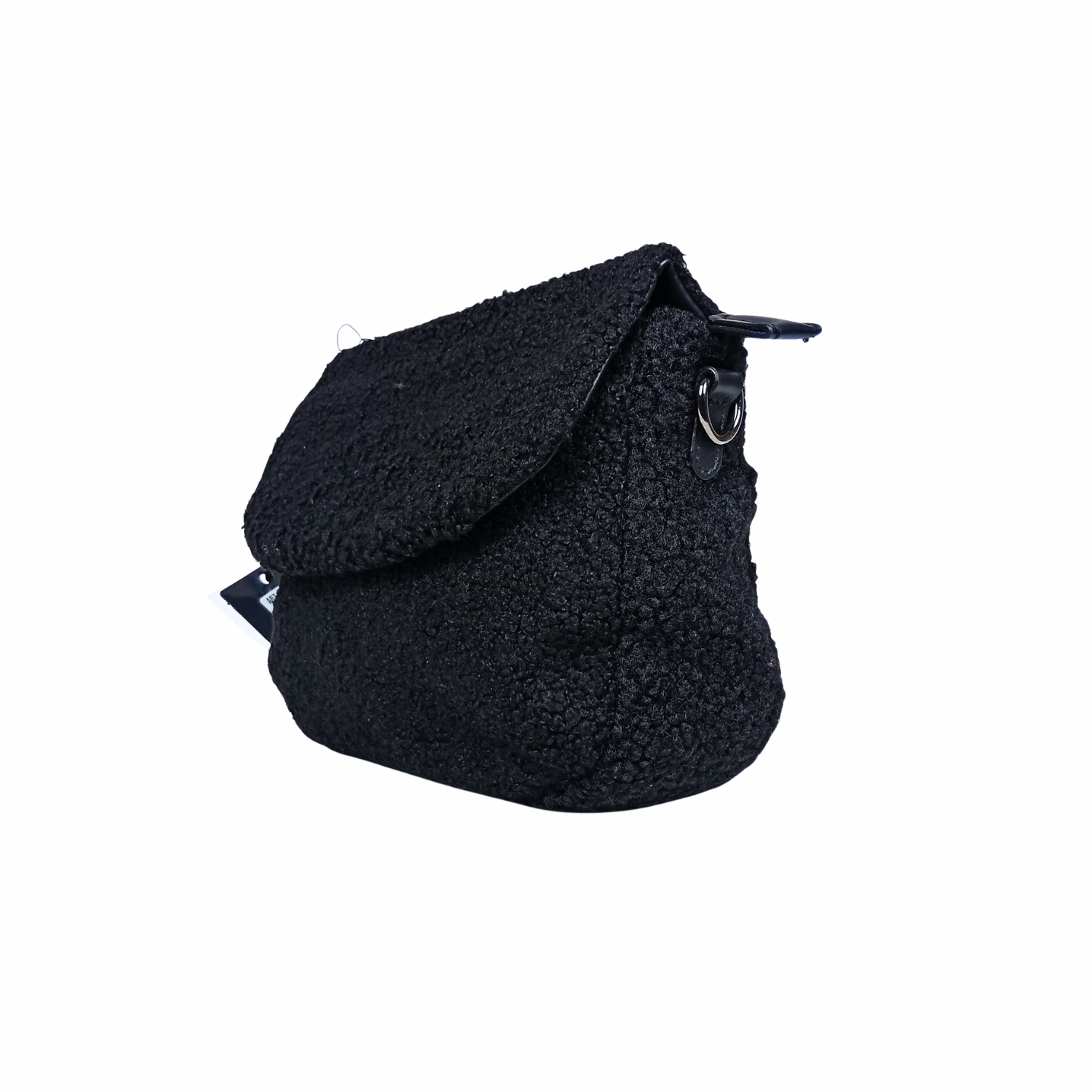 Black textured bag on a white background
