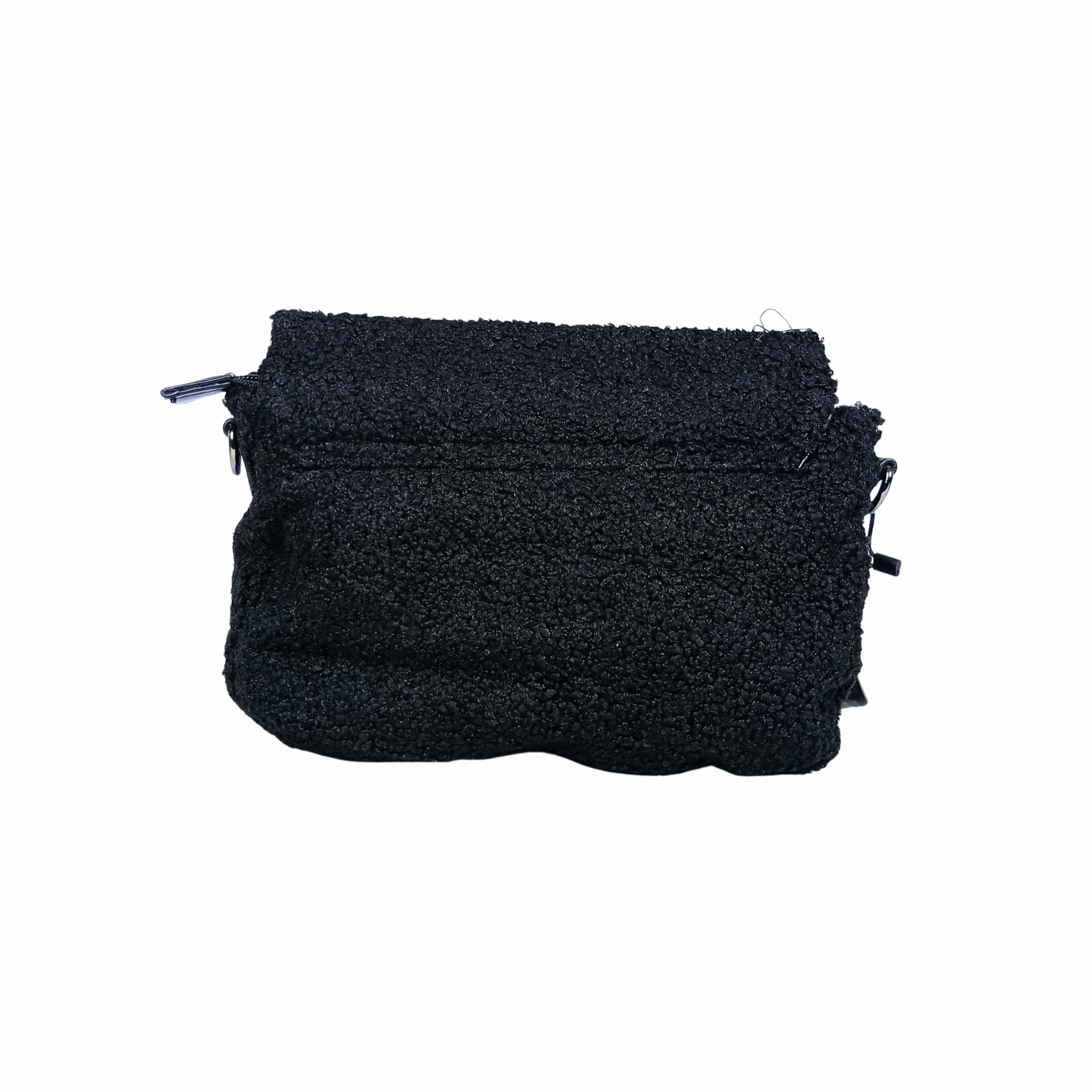 Black textured pouch on a white background