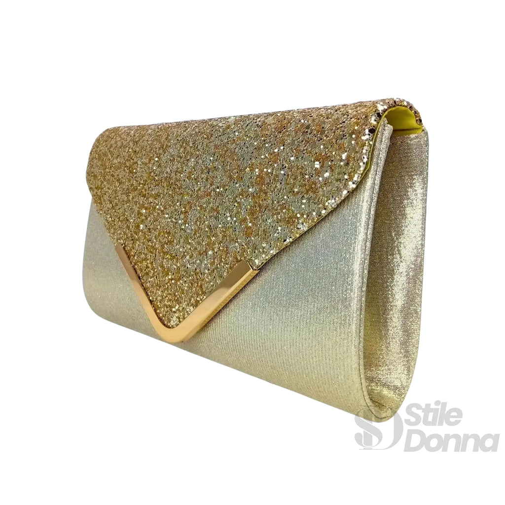 Clutch Busta Argentata da Sera in Strass e Microfibra - Stile Donna Bags