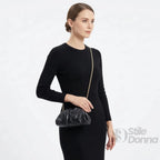 Clutch Metallizzata in Vera Pelle con Catena Dorata per Serate - Stile Donna Bags