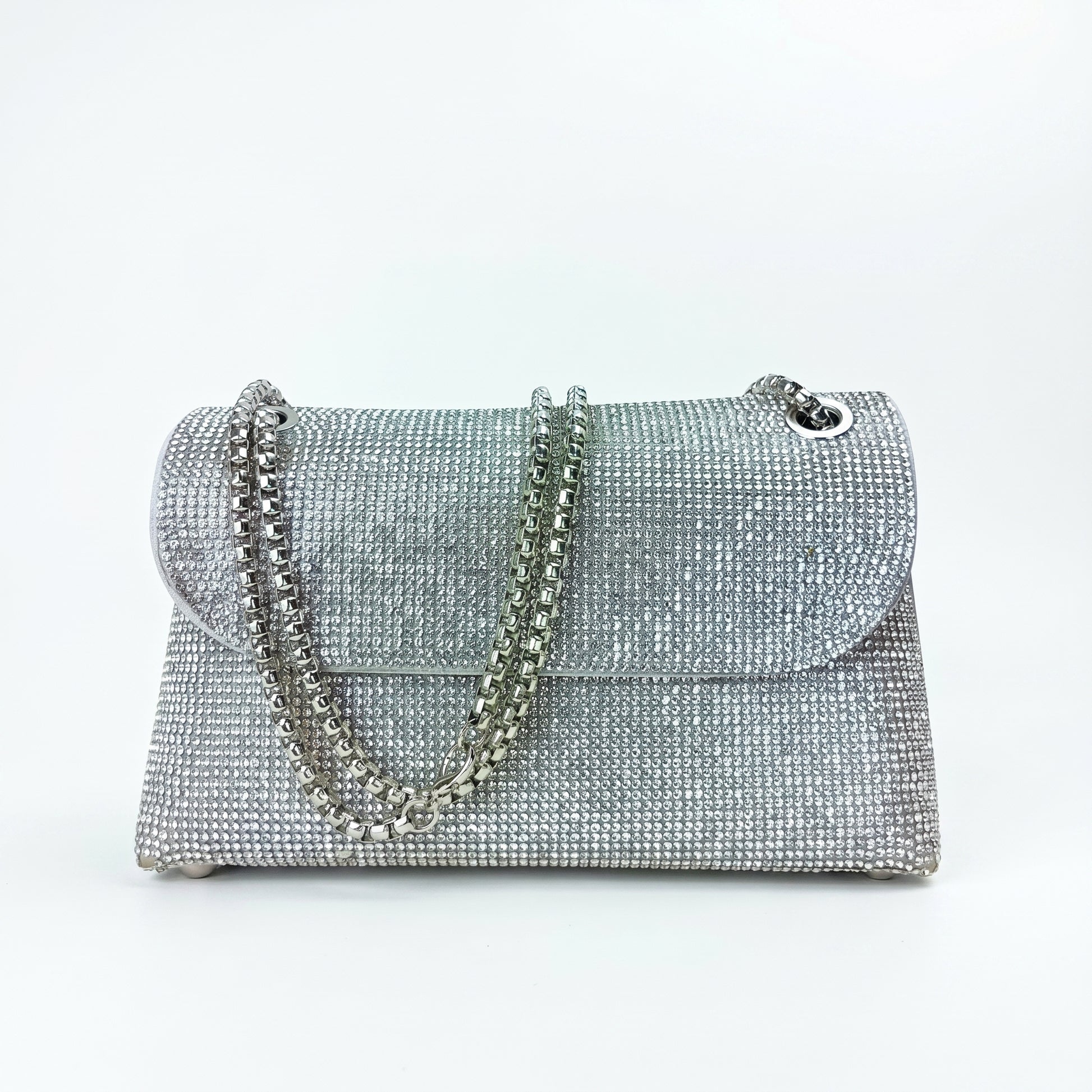 MS Pochette Strass MS-4654 Cristallo Dorato Esterno Vetro al Piombo Interno Microfibra Antistrappo Chiusura Magnetica by Stile Donna Bags