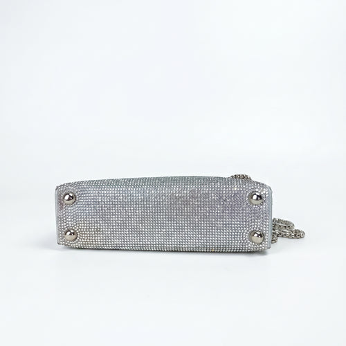 MS Pochette Strass MS-4654 Cristallo Dorato Esterno Vetro al Piombo Interno Microfibra Antistrappo Chiusura Magnetica by Stile Donna Bags