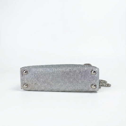 MS Pochette Strass MS-4654 Cristallo Dorato Esterno Vetro al Piombo Interno Microfibra Antistrappo Chiusura Magnetica by Stile Donna Bags