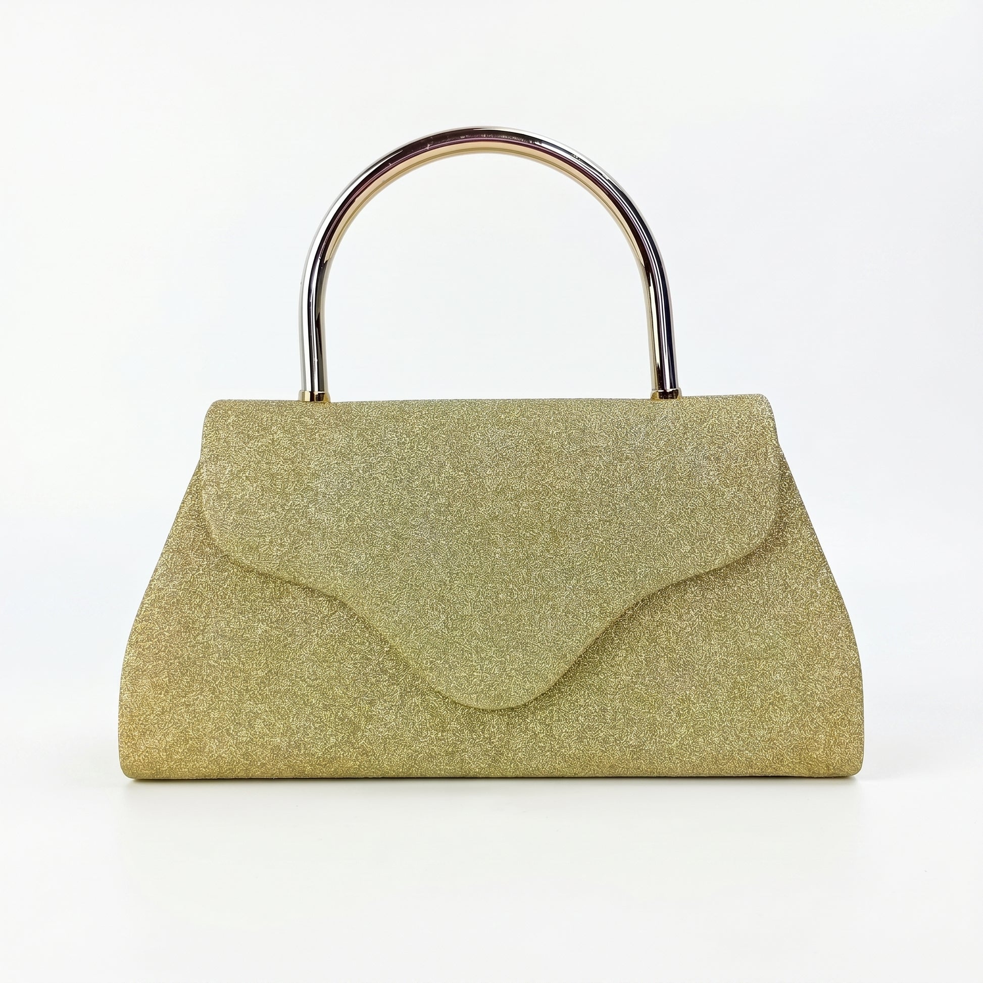 Pochette Da Sera Glitter Dorata Con Cristalli E Finiture Metallo Interno Microfibra Antistrappo by Stile Donna Bags