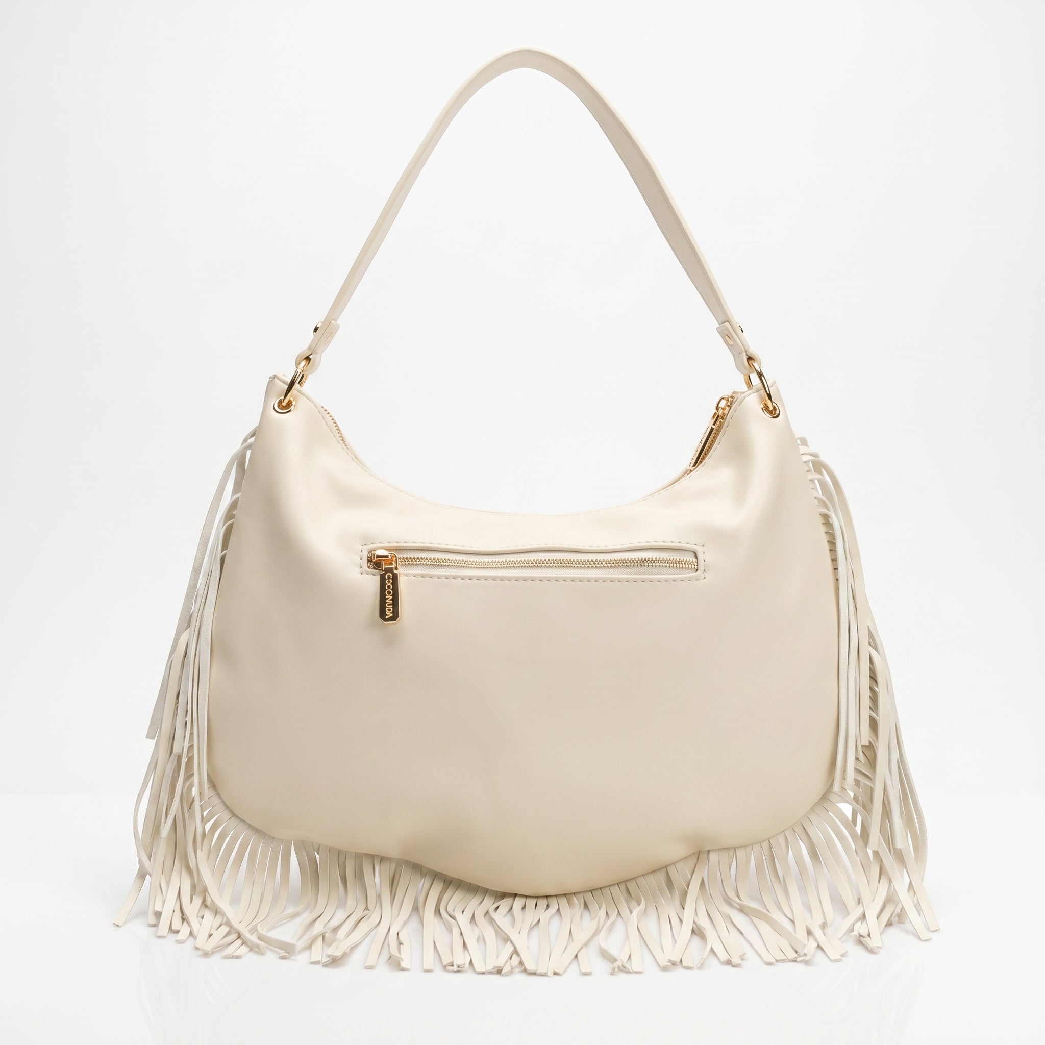 Coconuda Borsa Hobo a Tracolla con Frange e Dettagli Dorati - Stile Donna Bags