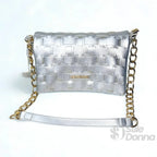 Coconuda Borsa Intrecciata Argento a Tracolla in Ecopelle con Dettagli Dorati - Stile Donna Bags