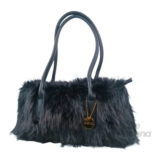 Coconuda borsa a mano ecopelle beige con pelliccia sintetica – dettaglio esterno
