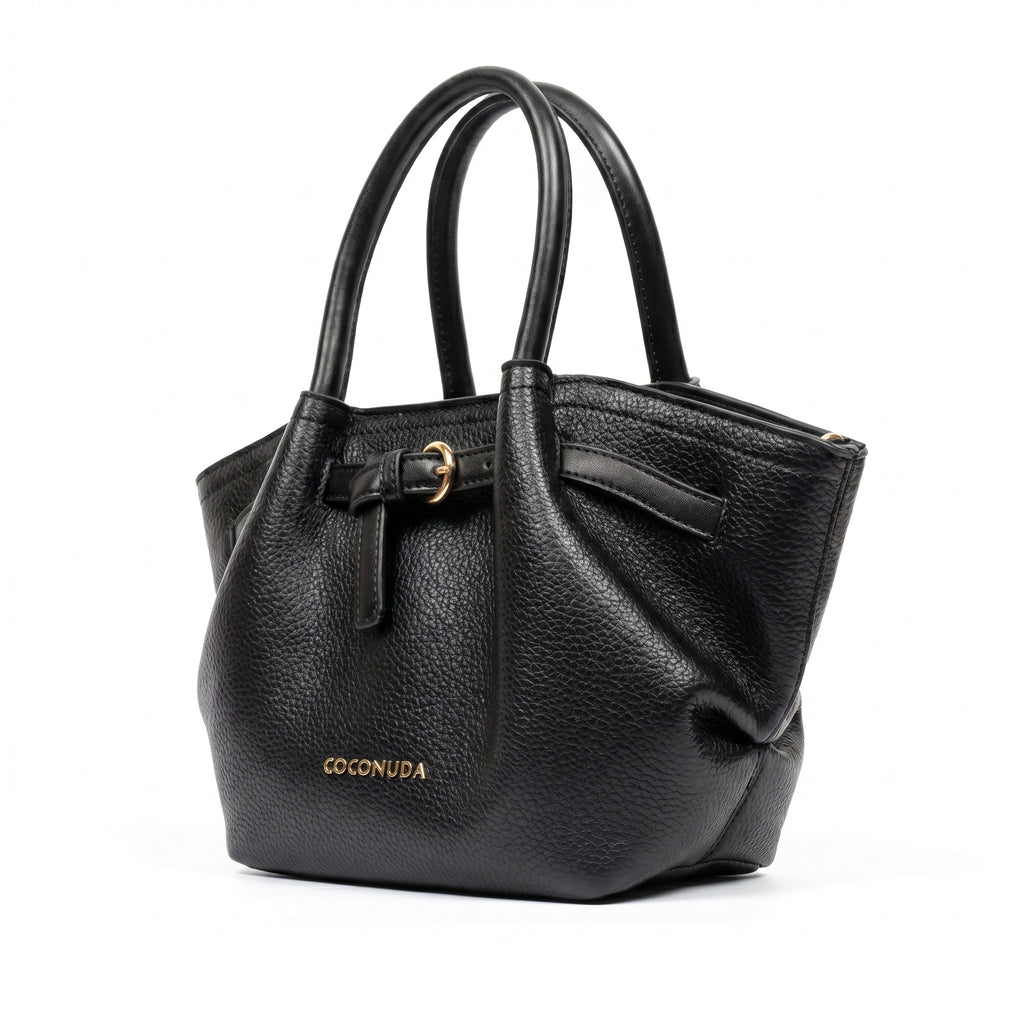 Coconuda Borsa a Mano in Ecopelle Martellata Nera - Stile Donna Bags