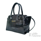 Coconuda Borsa a Mano in Pelle Verniciata Lucida Nera con Manici - Stile Donna Bags